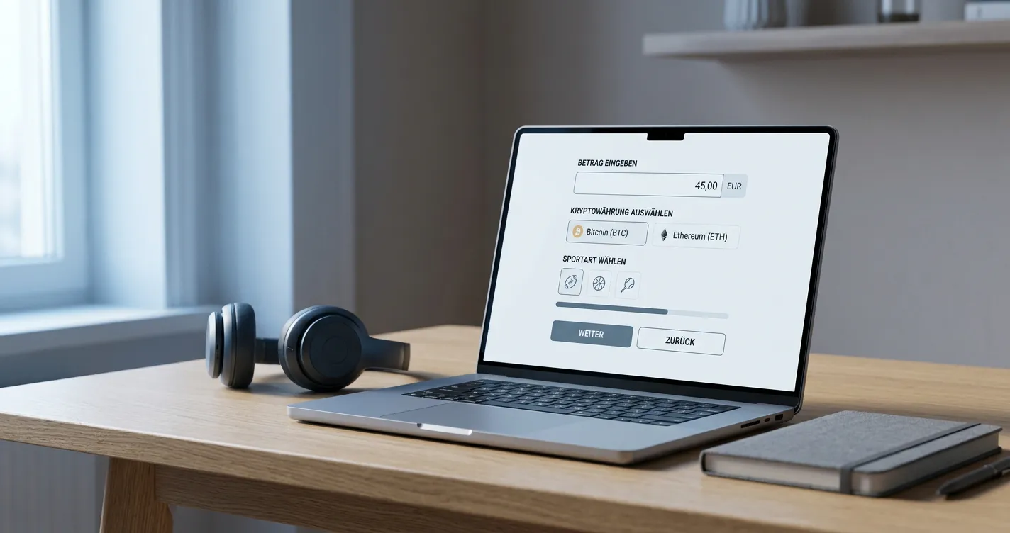 Écran d’ordinateur affichant une interface de paiement en cryptomonnaie pour les paris sportifs en ligne