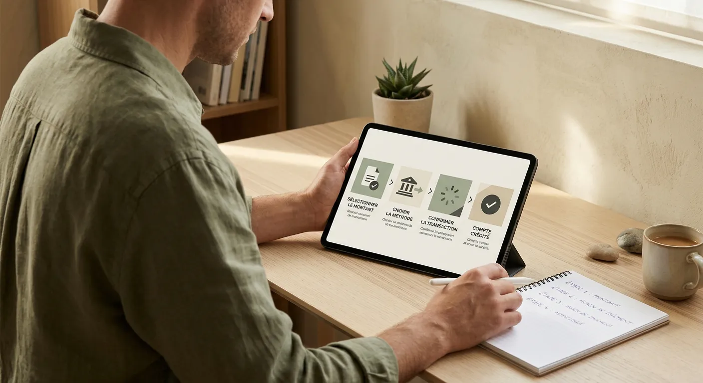 Illustration du processus de dépôt sur un compte joueur sans carte bancaire