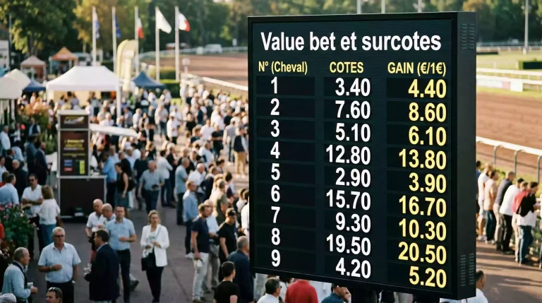 Tableau des rapports probables PMU affiche avant une course hippique